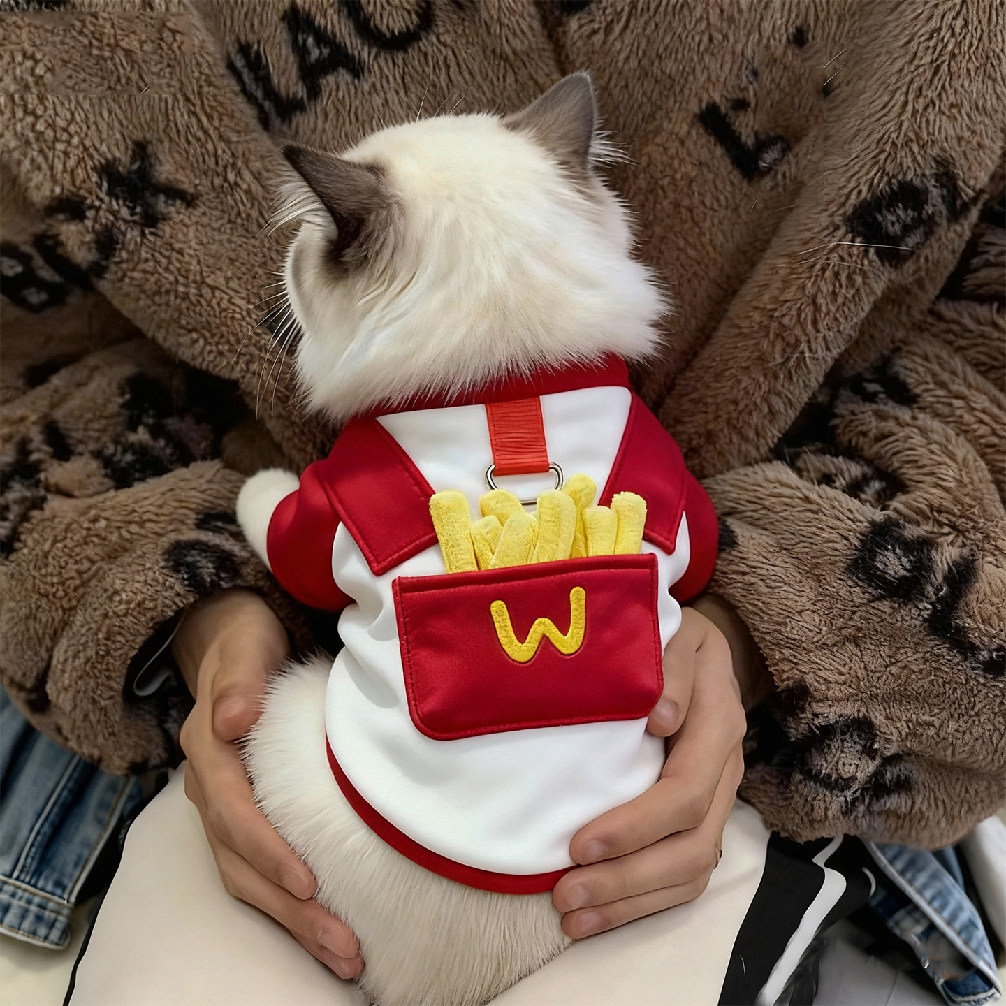 猫咪衣服秋冬款加绒薯条卫衣