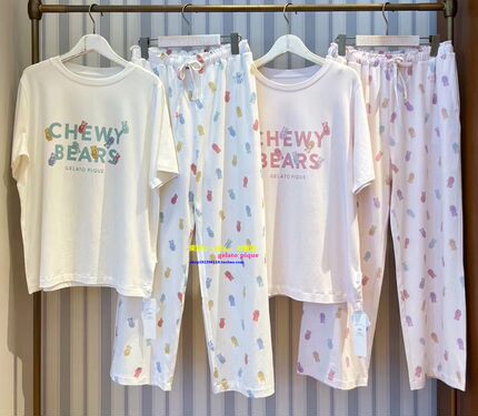日本GP gelato pique夏季睡衣女纯棉卡通小熊软糖果短袖家居服GP