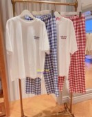 日本GP 家居服GP 冰激凌纯棉格子短袖 gelato pique春夏睡衣女新款