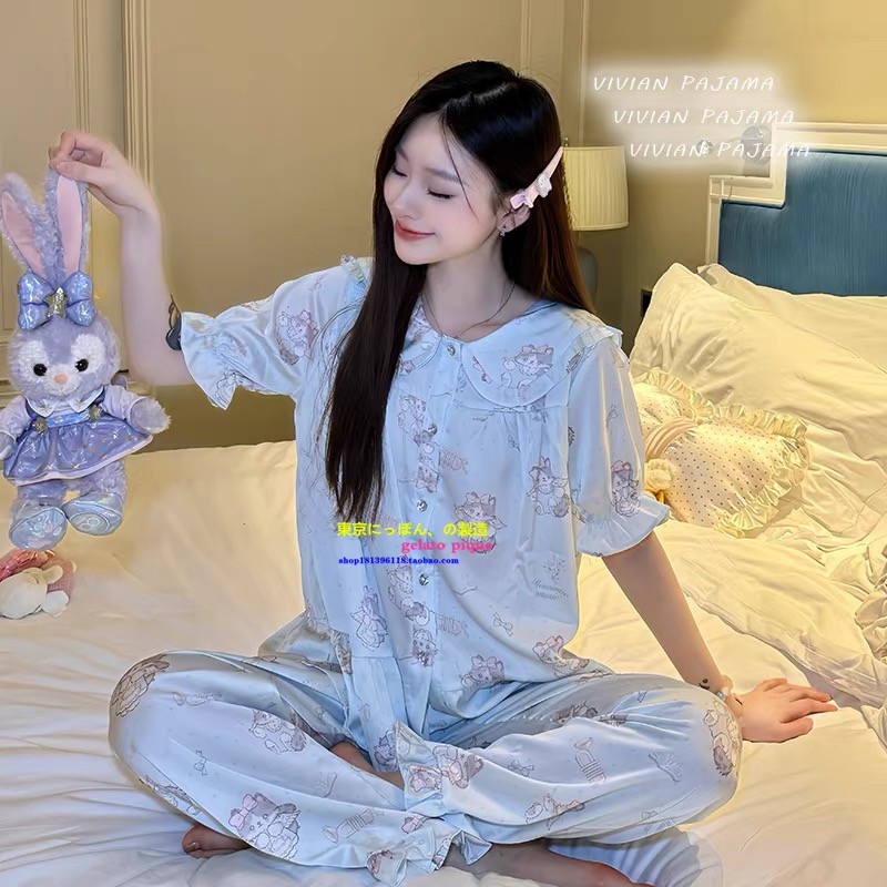 夏季娃娃领可爱小猫咪家居服女