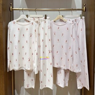 日本GP gelato pique春款摇摇马小熊可爱睡衣纯棉长袖家居服套装