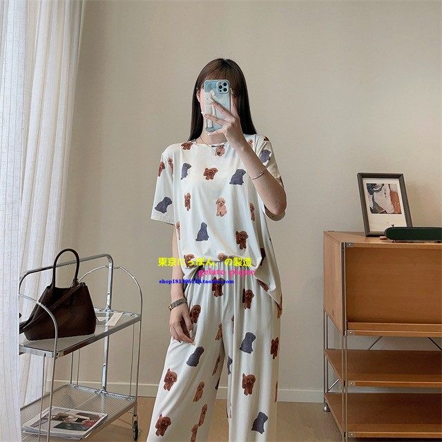 夏季女莫代尔棉泰迪狗睡衣卡通