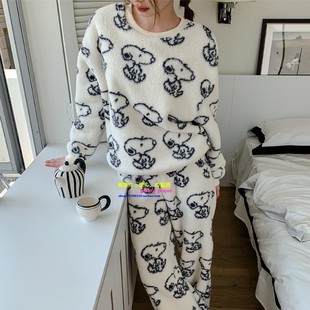 日本you gelato pique冬软绵绵睡衣女史努比卡通长袖保暖家居服GP