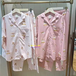 纯棉睡衣女卡通晚安小熊家居服套装 pique秋冬新品 gelato 日本GP