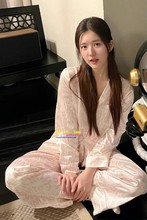 日本GP pique春夏真丝睡衣女赵露思同款粉色字母高级感家居服ins