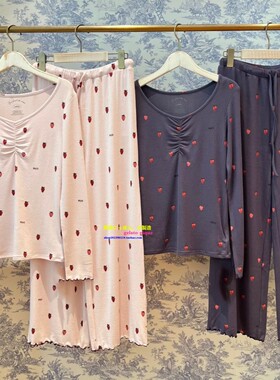 日本GP gelato pique新品莫代尔睡衣女甜美小草莓长袖家居服套装