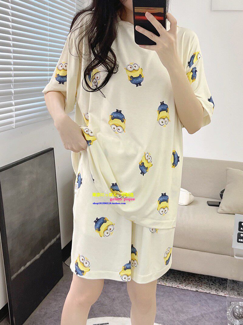 gp女纯棉小黄人卡通夏睡衣家居服