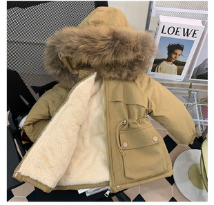 女童外套加绒棉衣冬装洋气女宝宝加厚派克服2022新款儿童棉服棉袄
