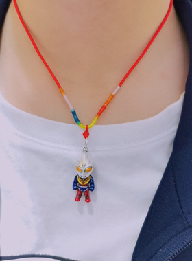 999银奥特曼端午节儿童礼物迪迦奥特曼吊坠手工五彩绳粽子手链项