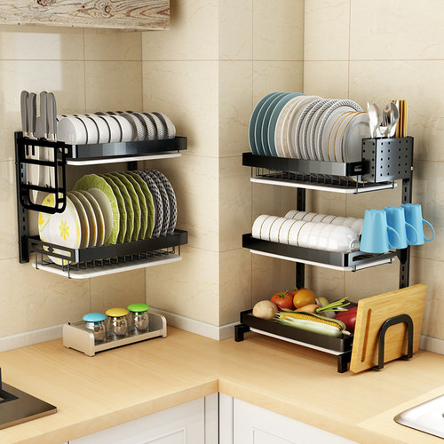 免打孔壁挂碟盘子不锈钢沥水碗架