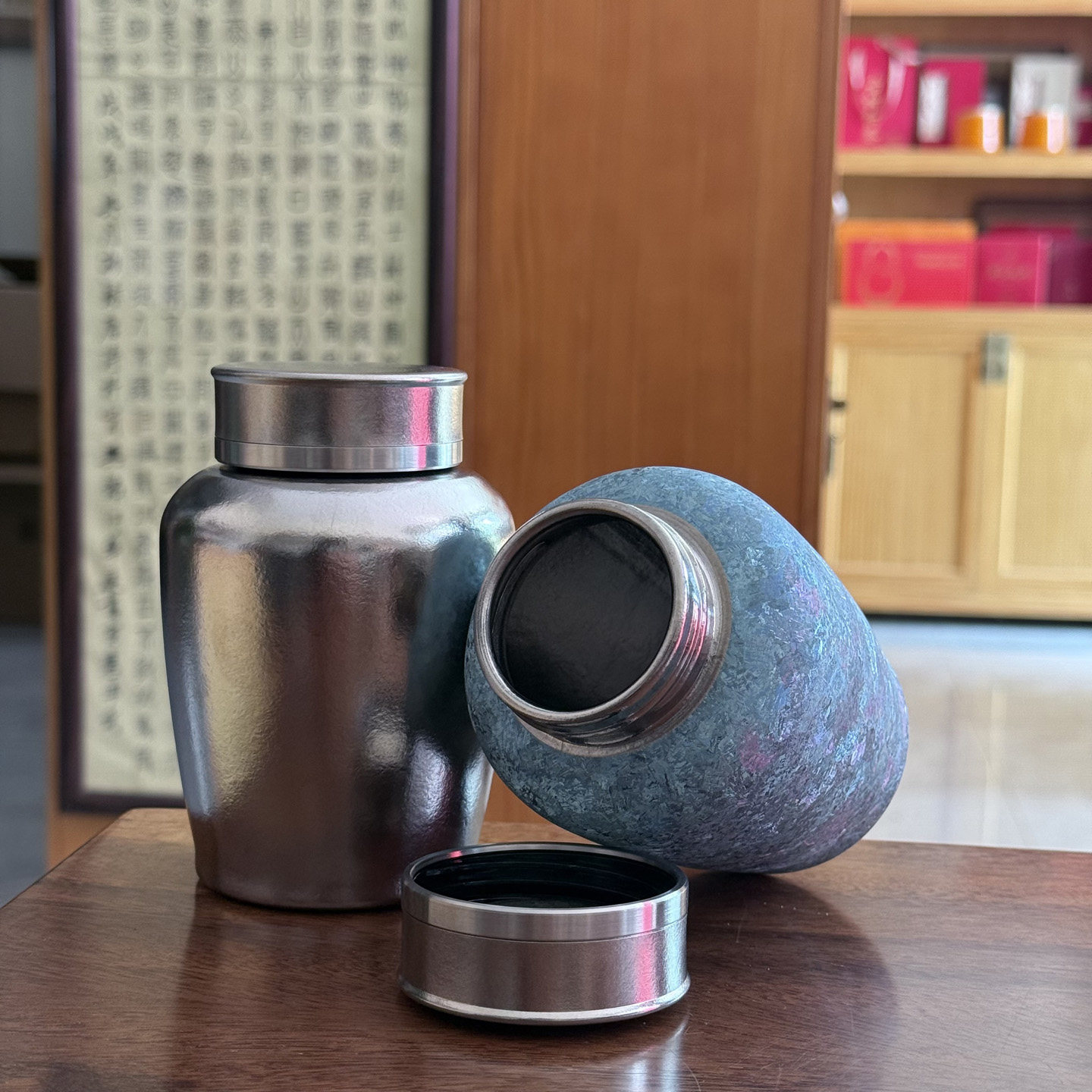 亲萌纯钛密封便携茶叶罐