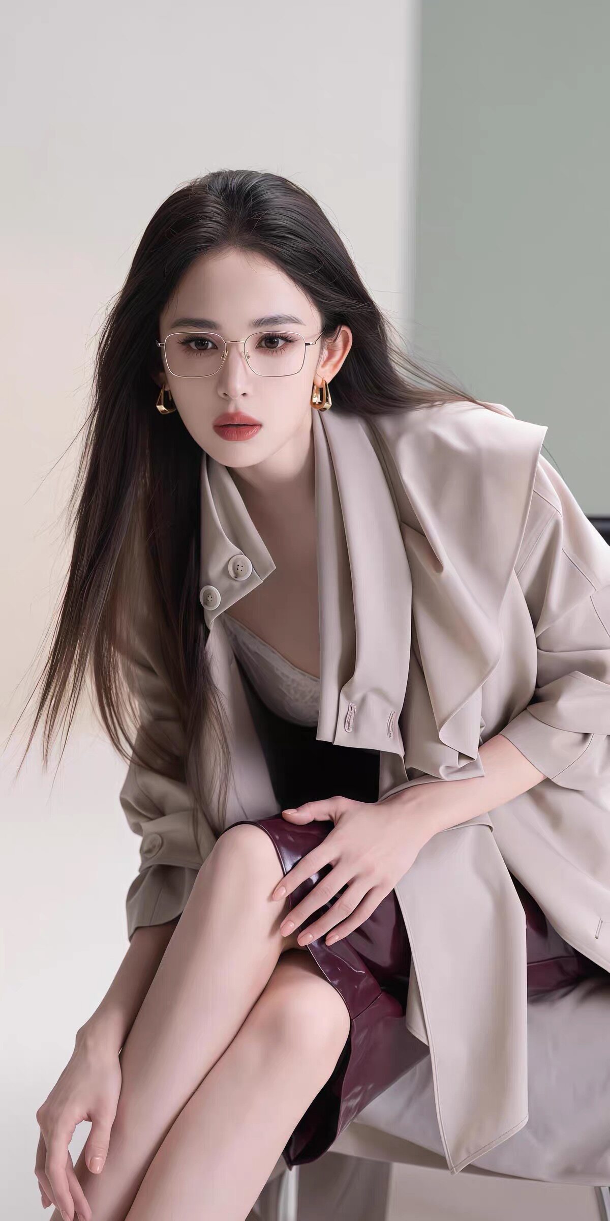 古力娜扎同款高级感大翻领风衣宽汉服套装