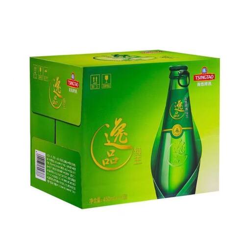 【新疆不发】青岛逸品纯生啤酒450ml*12瓶整箱玻璃瓶 京东配送