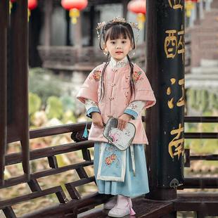 高端原创女童汉服明制三件套女宝宝拜年服新年唐装加绒加厚冬季新
