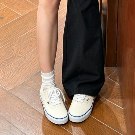 VANS范斯 Authentic 复古米白色奶油黄低帮男女帆布鞋VN000EE3WHT