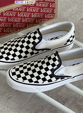 VANS SLIP-ON 安纳海姆黑白棋盘格懒人一脚蹬休闲板鞋VN0A3JEXPU1
