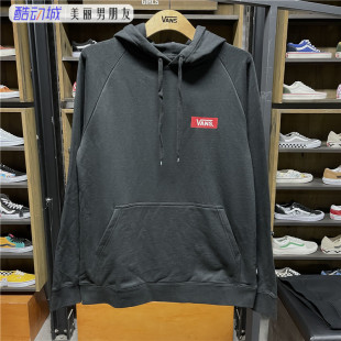 VANS范斯黑色套头衫男潮流运动休闲红白LOGO连帽卫衣VN0A3DGDBLK