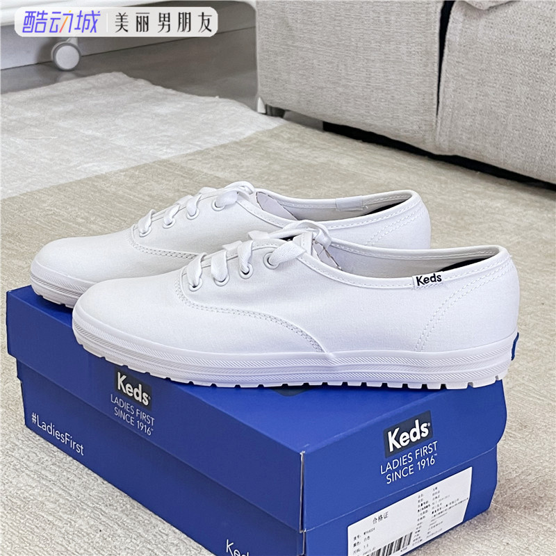 Keds女低帮小白鞋帆布鞋