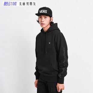 VANS范斯 黑绿连帽卫衣串标运动休闲男女套头衫VN0A3QTPBLK/EGR