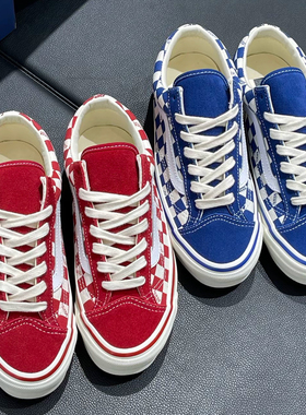Vans Old Skool 36 Premium复古红蓝白棋盘格男女板鞋VN000D57ERY