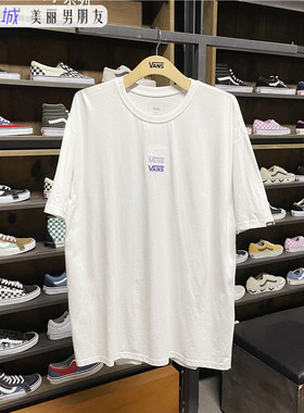 VANS范斯 男子夏季白色短袖刺绣LOGO运动休闲宽松T恤VN0A3ZN8WHT