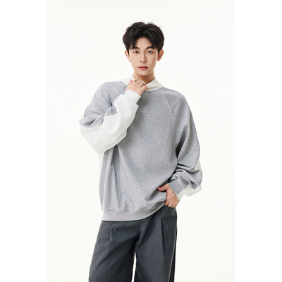 美式重磅两面穿无帽套头男卫衣