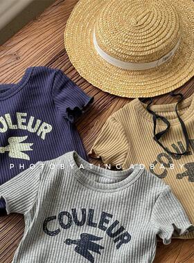 儿童印花短袖舒适T恤女童半袖上衣男童打底衫夏季童装0082A049