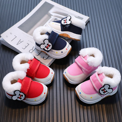女宝宝鞋子冬季加绒加厚软底保暖女婴儿学步鞋0一1-2岁半小童棉鞋