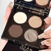 2025新款 幻影小熊四色眼影盘粉棕大地色全哑光珠光高级感日常淡妆