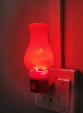 红色小夜灯玉瓶LED壁灯婚庆入伙长明守岁招财红灯笼床头灯发廊灯