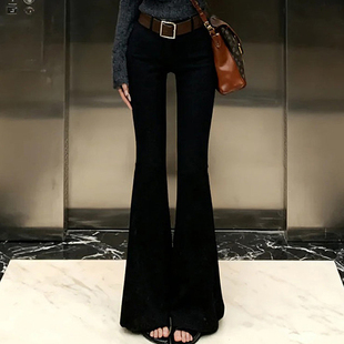 高腰显瘦百搭休闲喇叭裤 黑色弹力微喇牛仔裤 修身 春季 子 女2026新款