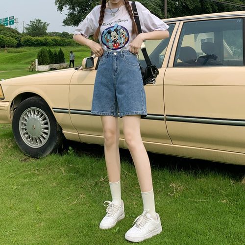 复古五分牛仔短裤女夏季2023新款