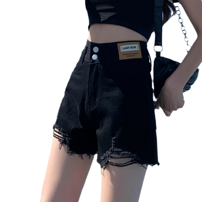 破洞牛仔短裤女高腰月销过万