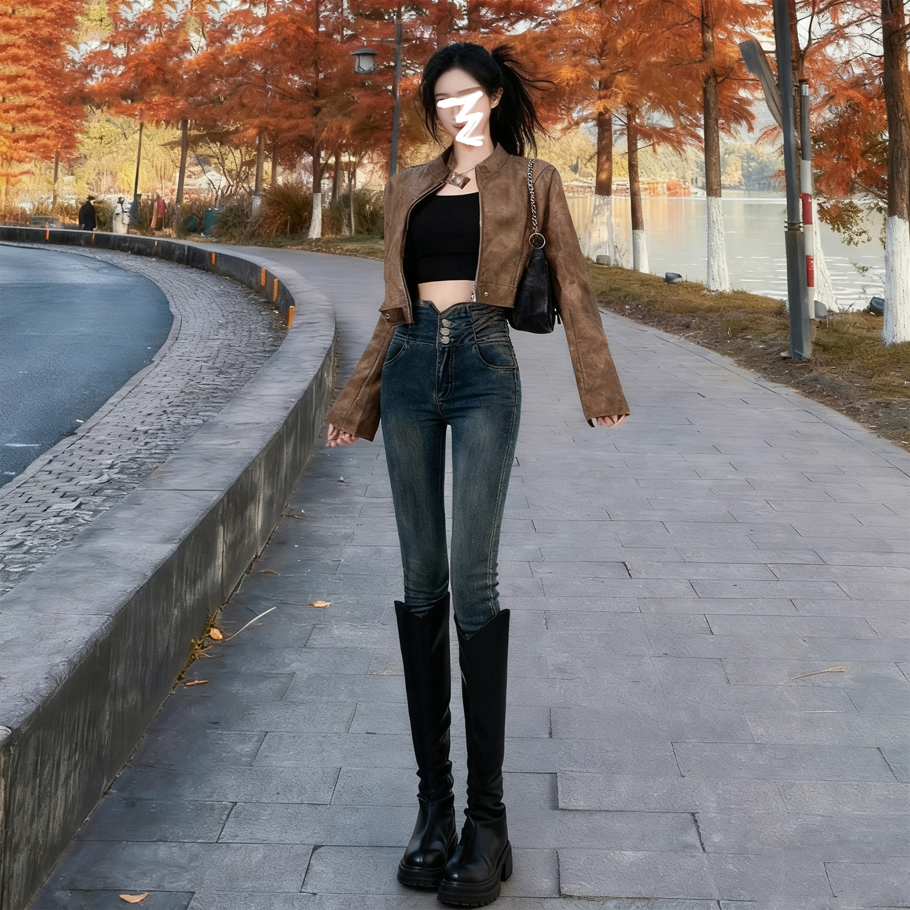 加绒美式高腰小脚牛仔裤女冬季2025新款小个子紧身显瘦弹力铅笔裤,女装/女士精品,牛仔裤,淘宝优惠券,粉丝福利购,淘宝优惠卷