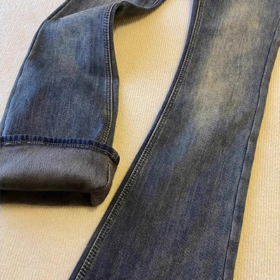 美式复古加绒微喇牛仔裤女