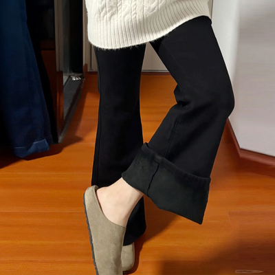 黑色裤子女冬加绒加厚