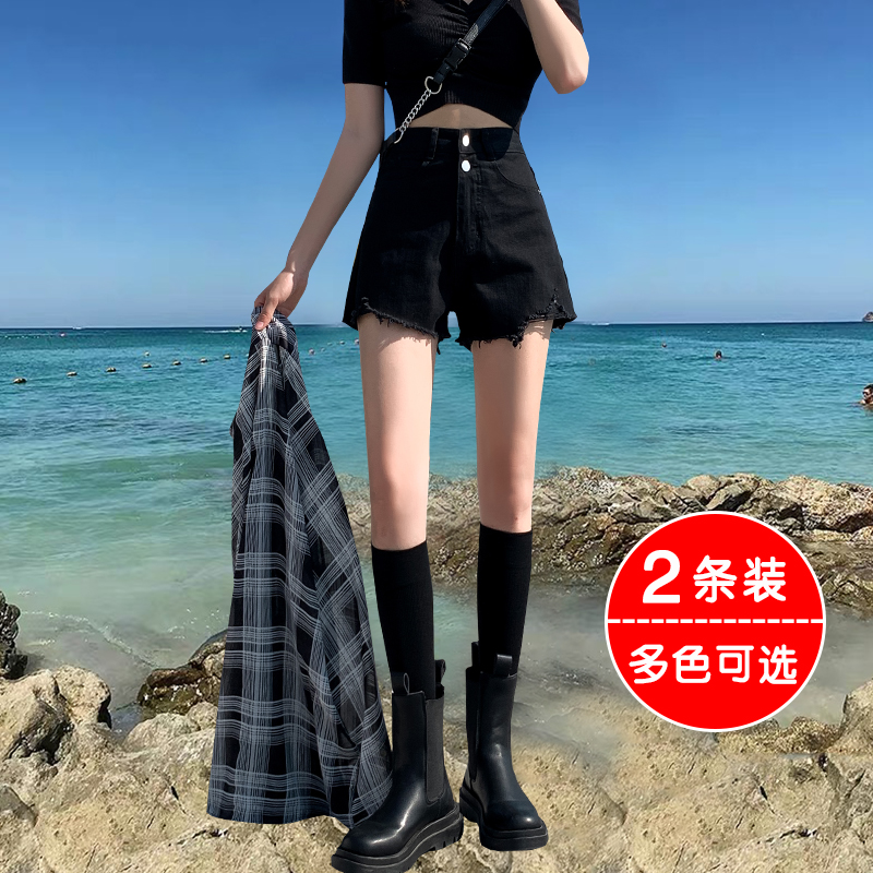 黑色牛仔短裤女夏2022年新款超高腰显瘦爆款薄款a字宽松学生热裤