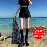 Черная джинсовая юбка, летние шорты, приталенные тонкие штаны для школьников, коллекция 2022, высокая талия, А-силуэт, свободный крой