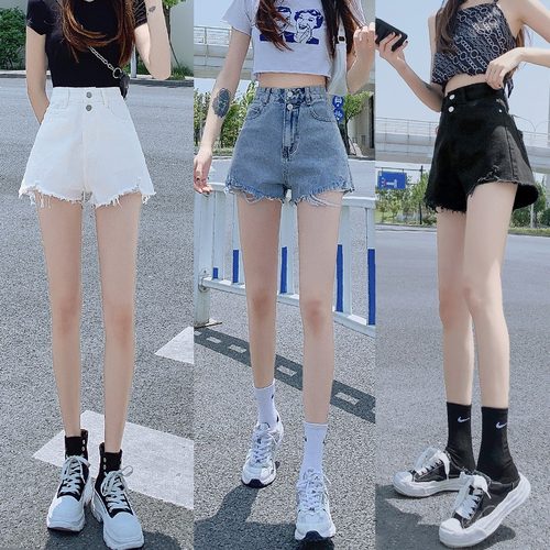 高腰牛仔短裤女夏2023年