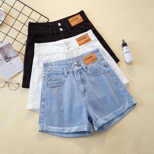 白色高腰牛仔短裤女夏季