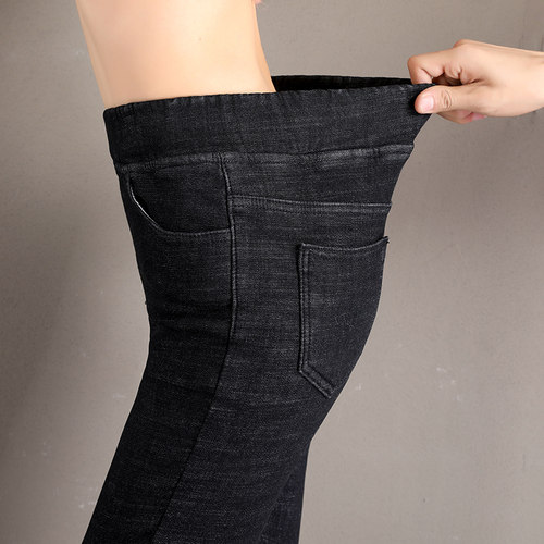 加绒牛仔裤女高腰冬季外穿紧身秋