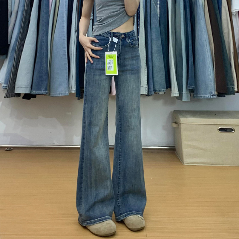 美式微喇牛仔裤女2025新款复古怀旧弹力不贴腿小个子直筒喇叭裤子,女装/女士精品,牛仔裤,淘宝优惠券,粉丝福利购,淘宝优惠卷