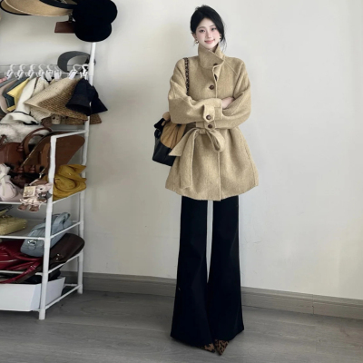 黑色加绒微喇牛仔裤女