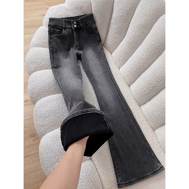 加绒修身微喇牛仔裤女2025新款秋冬小个子高腰显瘦休闲百搭喇叭裤,女装/女士精品,牛仔裤,淘宝优惠券,粉丝福利购,淘宝优惠卷