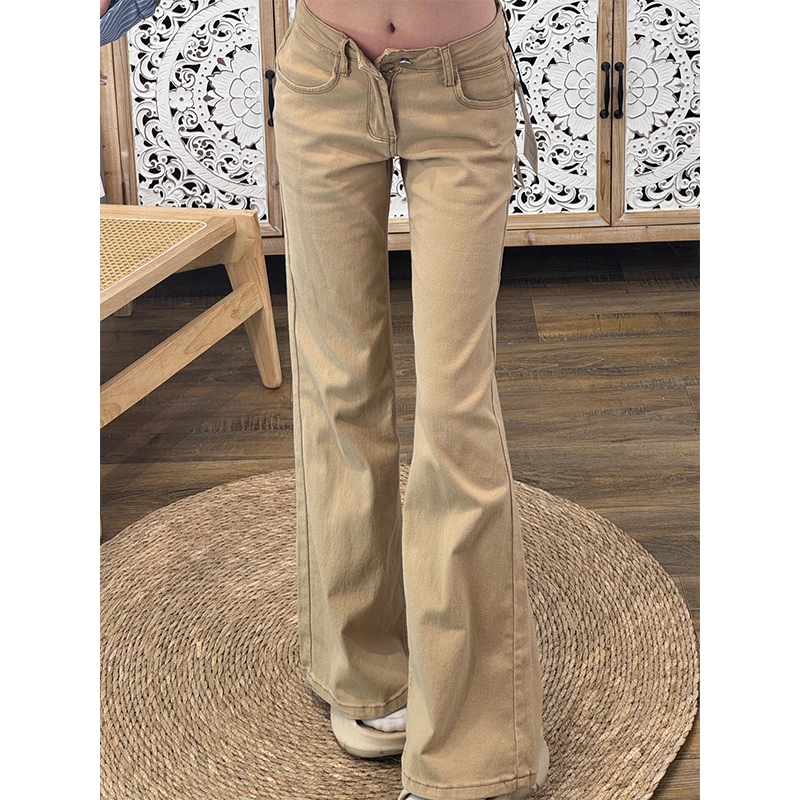 卡其色微喇牛仔裤2025秋季