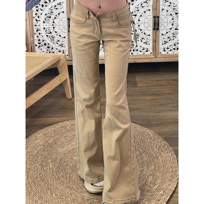 卡其色微喇牛仔裤2025秋季