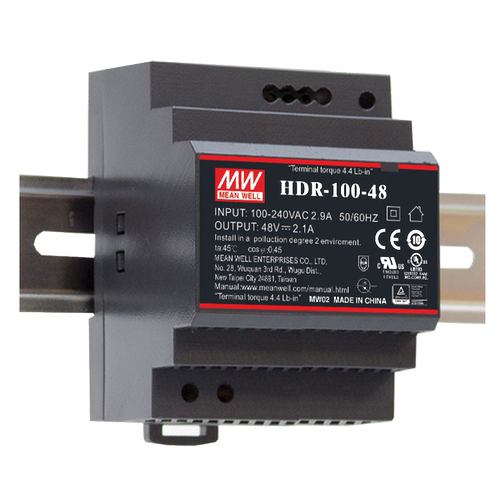 HDR-100台湾明纬12V/15V/24V/48V-N导轨型100W直流开关电源 DR