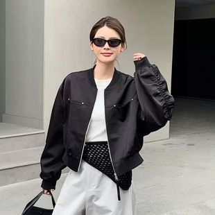 休闲风立领棒球服外套女2026年春季新款宽松显瘦减龄短款拉链夹克