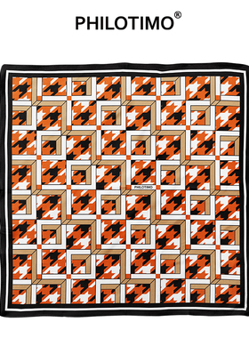 PHILOTIMO 千鸟之城 桑蚕丝 长条飘带丝巾