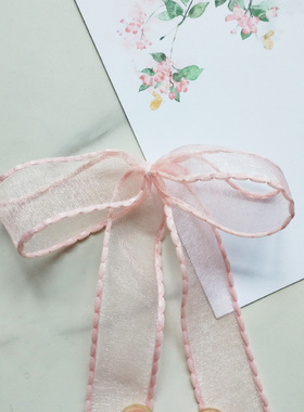 NEW2.5cm宽紫色丝带麻边纱带diy手工发饰蝴蝶结材料礼盒鲜花缎带